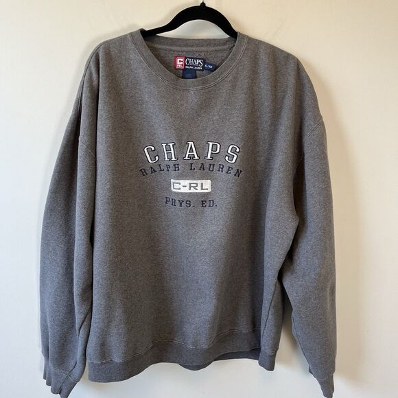 Vintage Chaps Ralph Lauren Crewneck Sweatshirt Phys Ed Gray Unisex Size XL - Picture 4 of 8